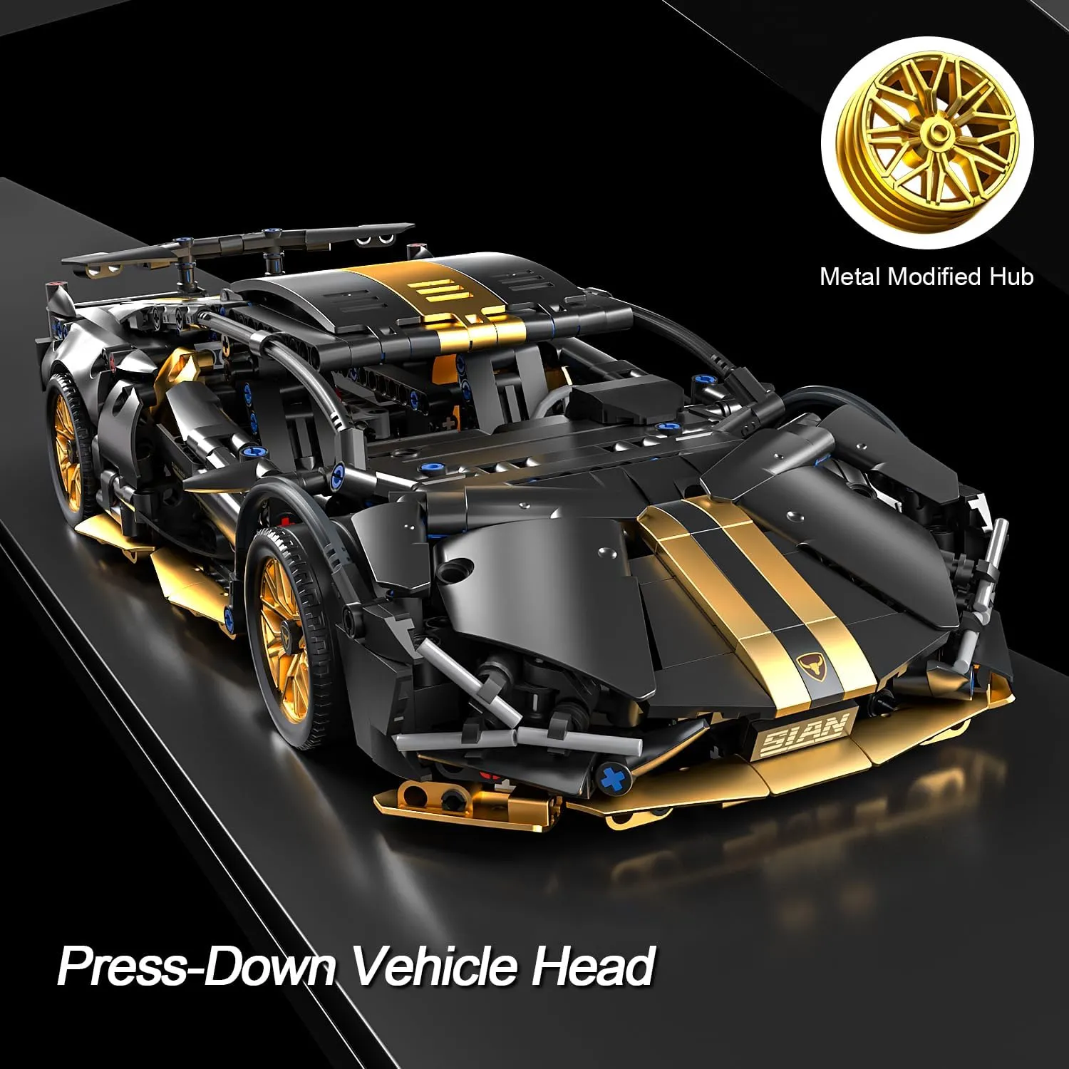 Block Sets for Adults$1:14 Technical Race Car with LED Collectible Model Scale Engineering Toys Gifts for Boys Men Teens Black Supercar nonessential sunrise Fans 8  8-12 12-16 13 14 14  Sport Car Building 