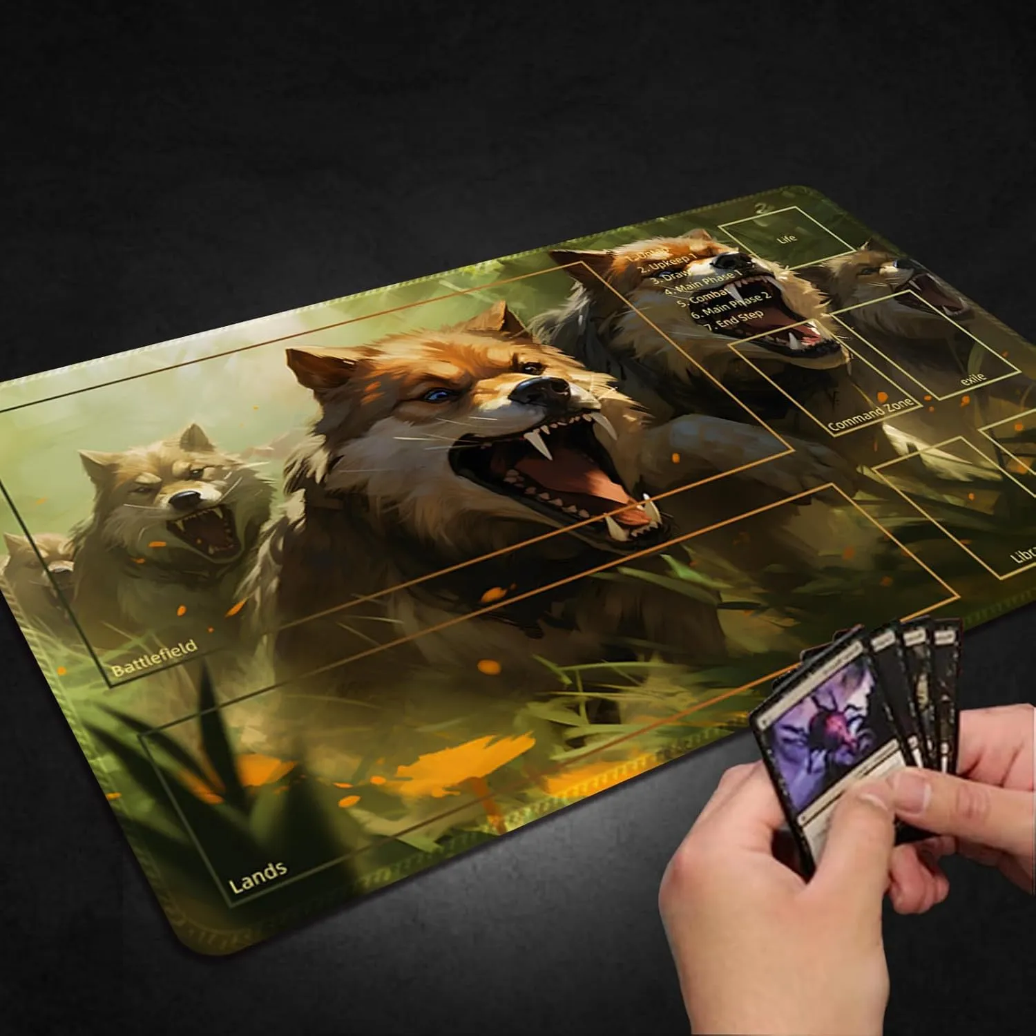 Board Games, Mousepad Desk Mat With Zones (Magic Mat 33) Playmat for MTG With Free Storage Bags arm mastodon Gypsy mirror - 24 x 14 Inches Game Mat for TCG and 