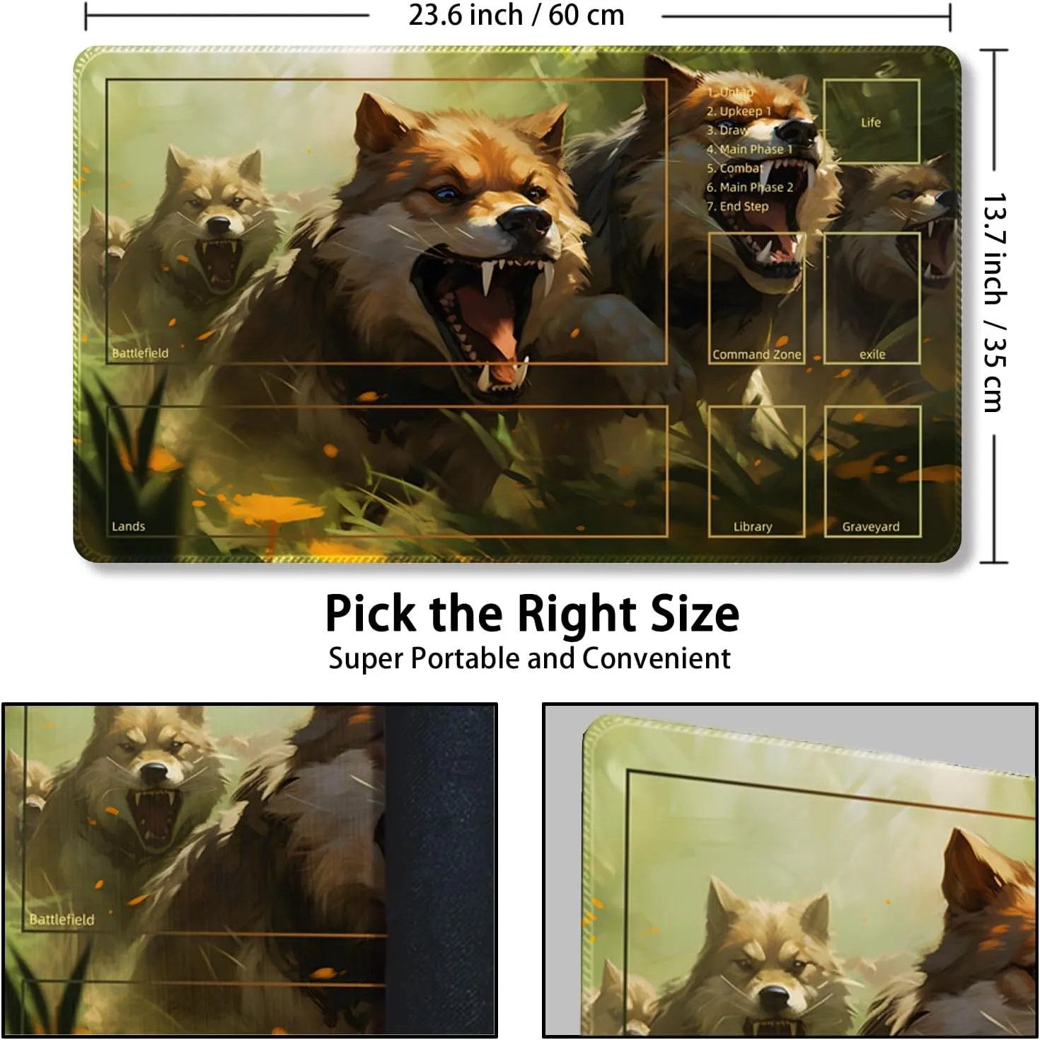 Board Games, Mousepad Desk Mat With Zones (Magic Mat 33) Playmat for MTG With Free Storage Bags arm mastodon Gypsy mirror - 24 x 14 Inches Game Mat for TCG and 
