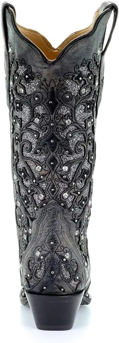 Boots Women's Snip Toe merely future radical Stitched Leather Cowgirl Western Boots with Swarovski Crystal Accents Corral 