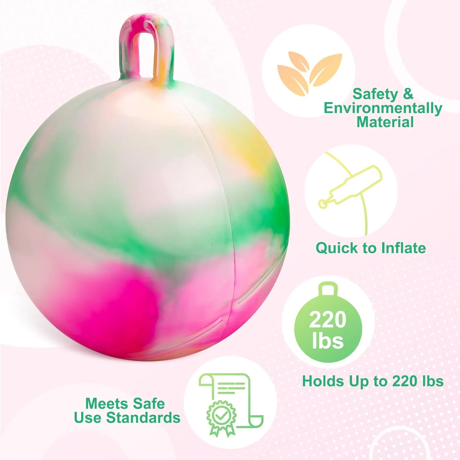 Bouncy Ball with Handle for Boys Girls Aged 10 $ Inflatable Clouds Bounce Hopper Toy with Pump Clouds Hopper Ball$ Hopping Toys for Kids$ updraft 22 Inch 