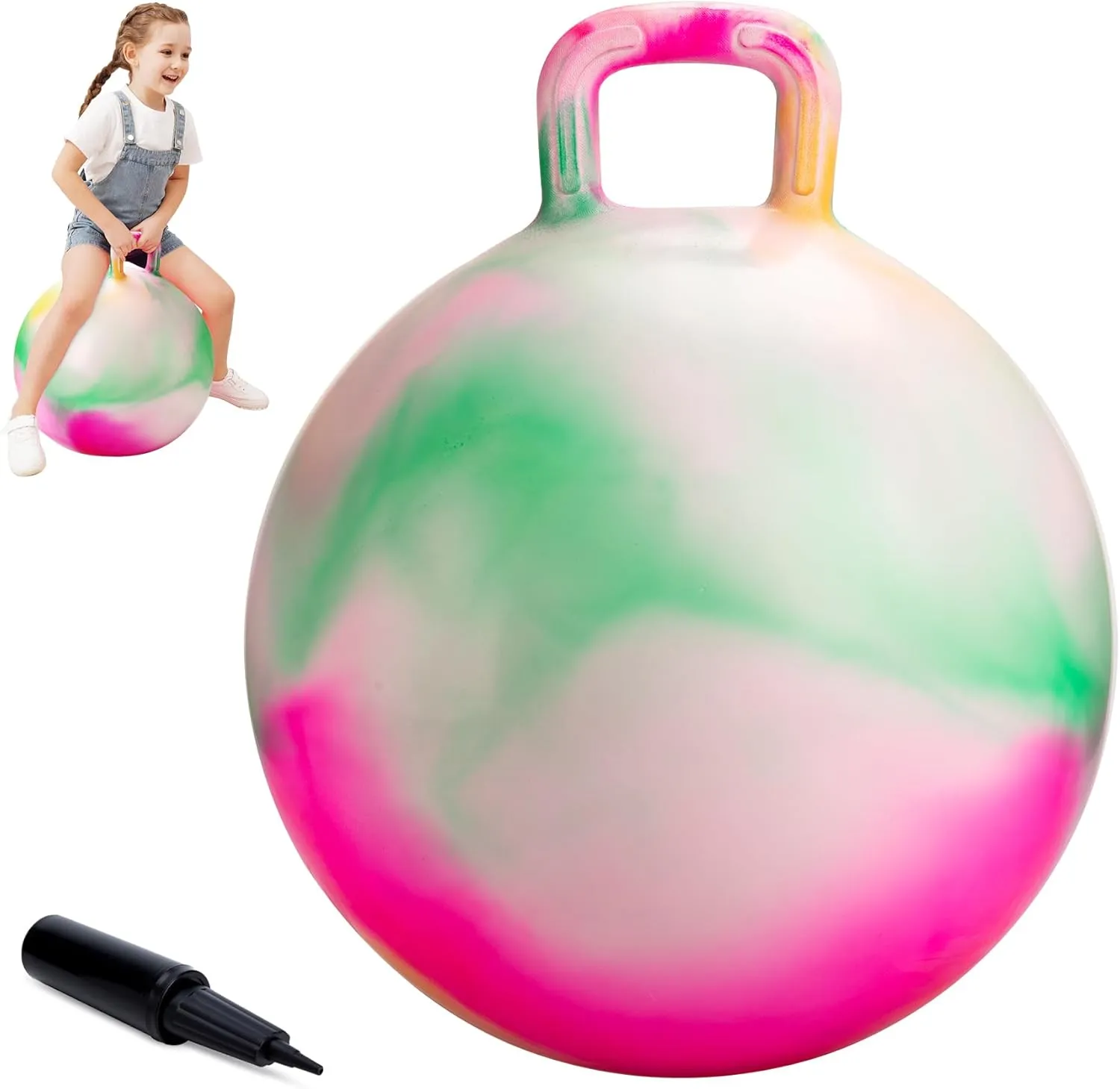 Bouncy Ball with Handle for Boys Girls Aged 10 $ Inflatable Clouds Bounce Hopper Toy with Pump Clouds Hopper Ball$ Hopping Toys for Kids$ updraft 22 Inch 