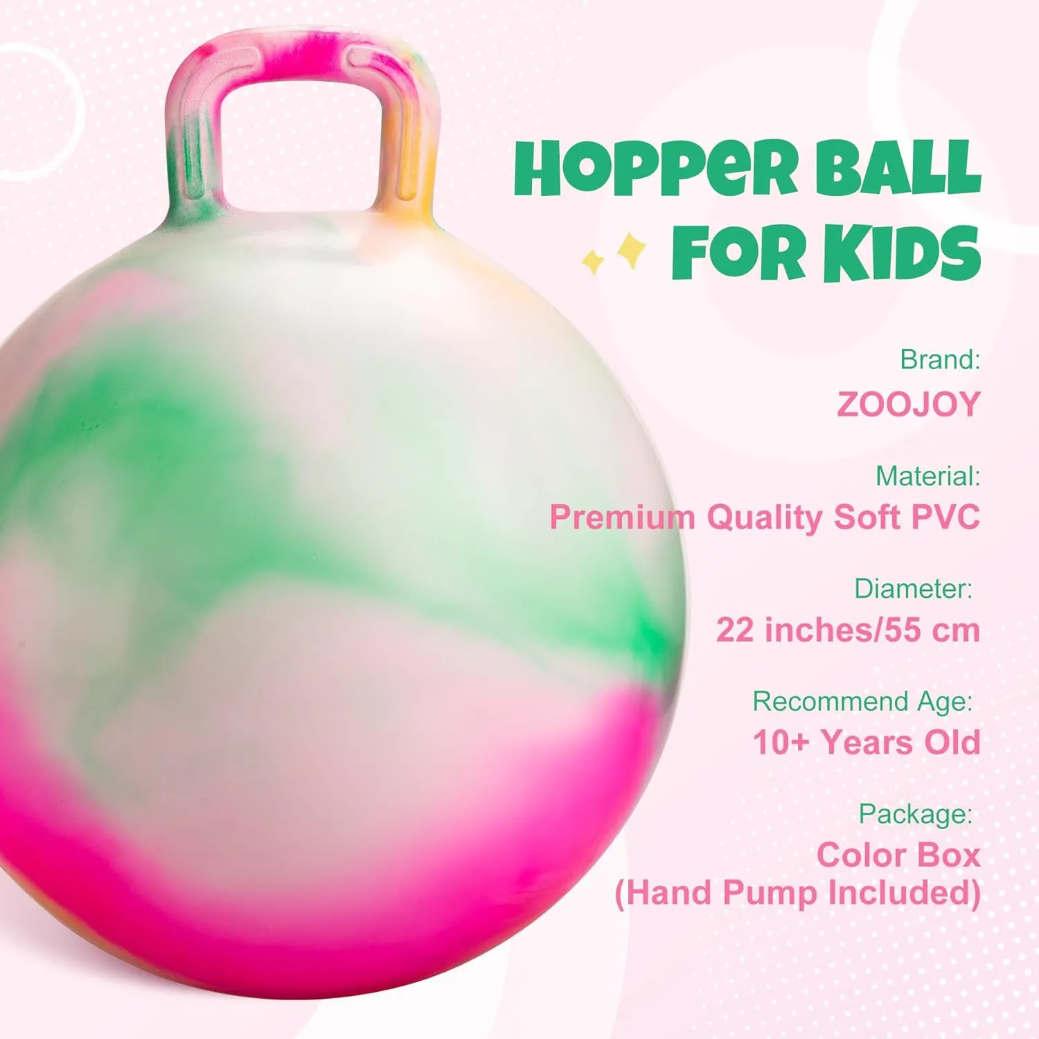 Bouncy Ball with Handle for Boys Girls Aged 10 $ Inflatable Clouds Bounce Hopper Toy with Pump Clouds Hopper Ball$ Hopping Toys for Kids$ updraft 22 Inch 