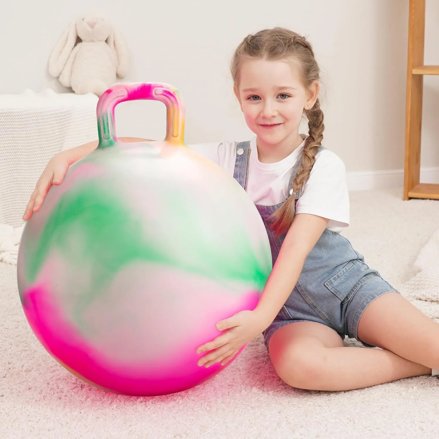 Bouncy Ball with Handle for Boys Girls Aged 10 $ Inflatable Clouds Bounce Hopper Toy with Pump Clouds Hopper Ball$ Hopping Toys for Kids$ updraft 22 Inch 