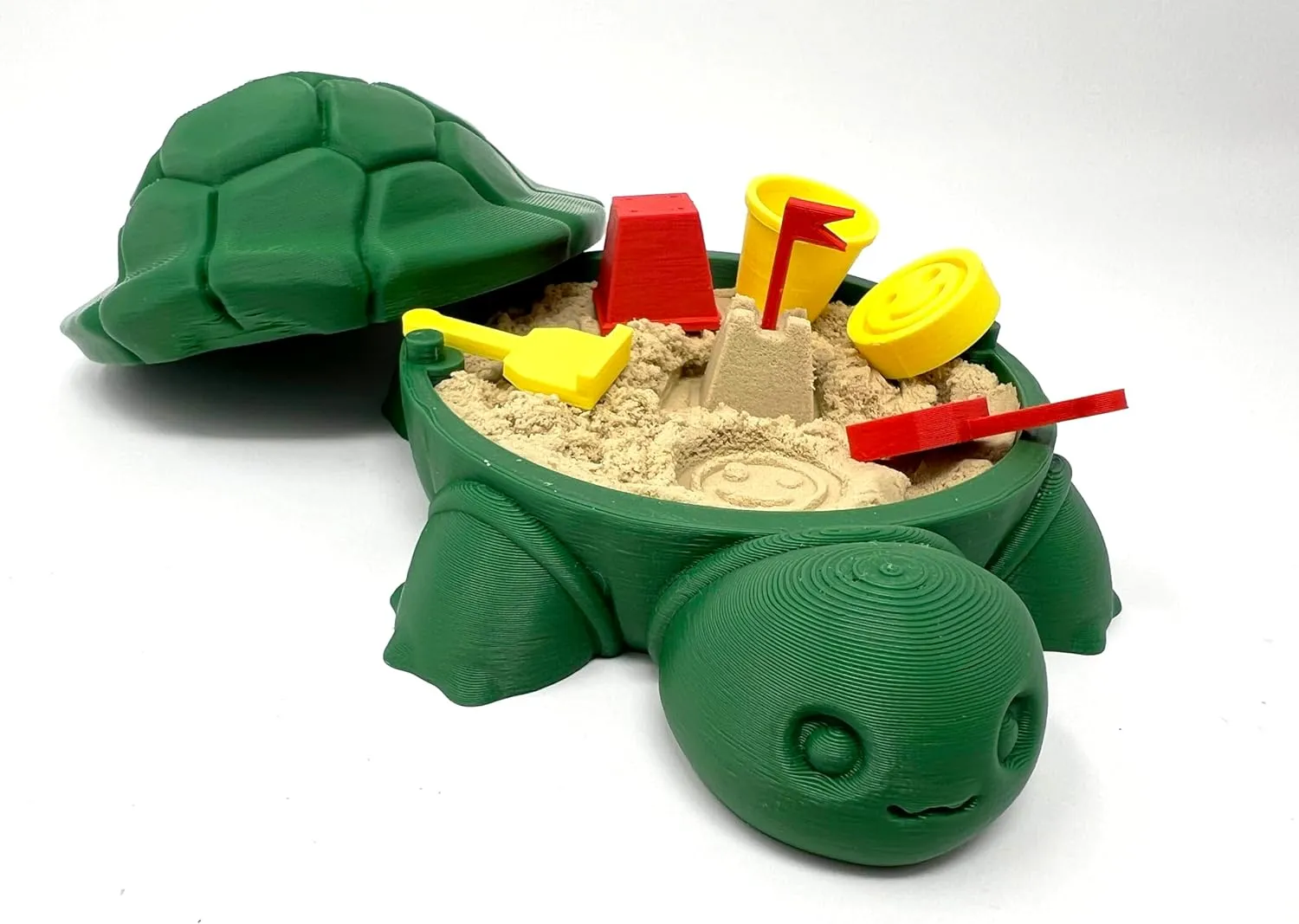 Box - 6 x 6 in - Stress Relief - Includes Soft Moldable Play Sand and Mini Tool Accessories - Novelty Gift - Desktop Decor - Zen Garden - (Green) Munnygrubbbers - Mini outdoor Desktop Turtle Sand 