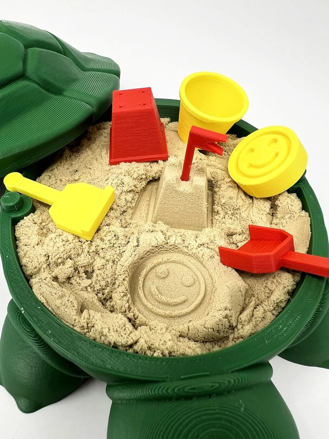 Box - 6 x 6 in - Stress Relief - Includes Soft Moldable Play Sand and Mini Tool Accessories - Novelty Gift - Desktop Decor - Zen Garden - (Green) Munnygrubbbers - Mini outdoor Desktop Turtle Sand 