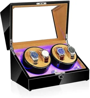 Box Accessories Automatic dramatic Winder, with Quiet Motor Led 5 Rotation Modes 4 Watches for Men and Women Storage Display Case 