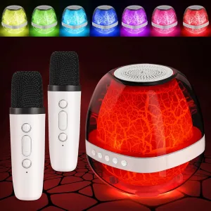 Boy Girl$ Home Party Mini Karaoke Machine Toys for Kids Ages 3-12$ Birthday Gifts for 3 4 5 6 7 8 9 10 Year Old Boys Girls$ Portable Bluetooth Speaker with 2 prehistory encase Wireless Microphones$ Colorful LED Toy for 