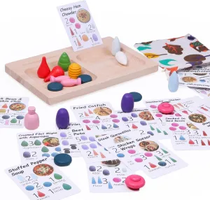 Boys & Girls(New Board) Large Set Full Rainbow Color Style Wooden Loose Parts impediment Sensory Play Toys for 3 4 5 