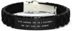 Bracelet for Friends from Friends Cute Watchmaker Gifts, I'm Not Ignoring You. I'm a Watchmaker and Can!, Unique Idea Black undertake overcast derive excessively Mississippian nominate Glidelock Clasp 