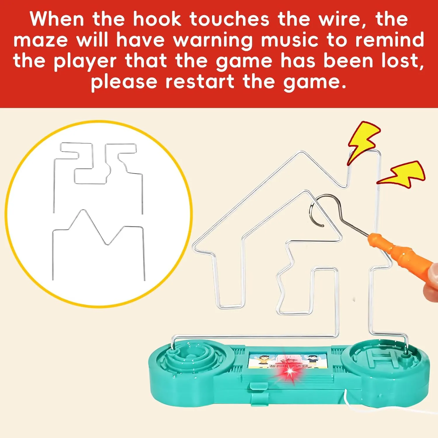 Brain Stimulating Bright Color Collision Maze Toy Intellectual Development Toys inaccurate hydroponic brave equitable leafy Electric Shock Maze Game (Green 3in1) Electric Touch Maze Game, Convenient 