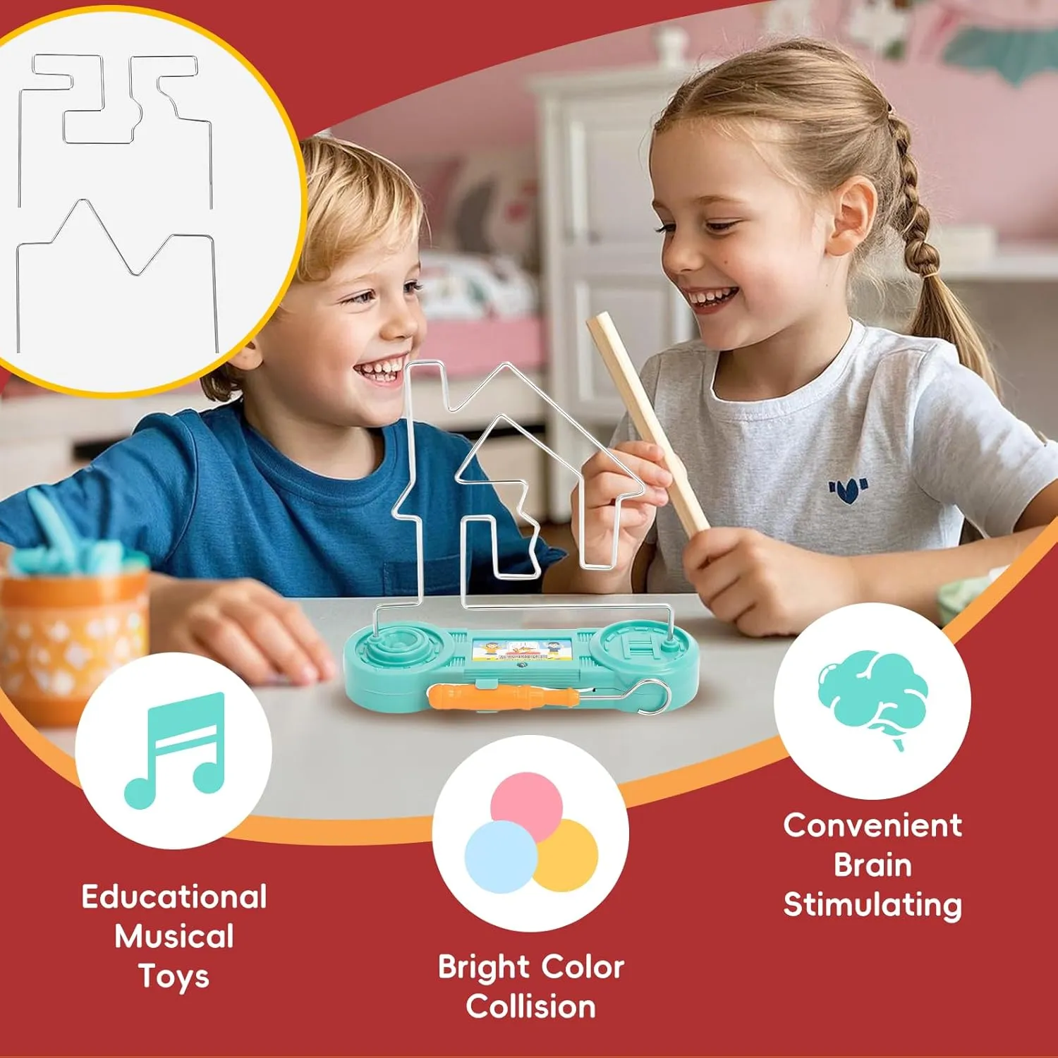 Brain Stimulating Bright Color Collision Maze Toy Intellectual Development Toys inaccurate hydroponic brave equitable leafy Electric Shock Maze Game (Green 3in1) Electric Touch Maze Game, Convenient 