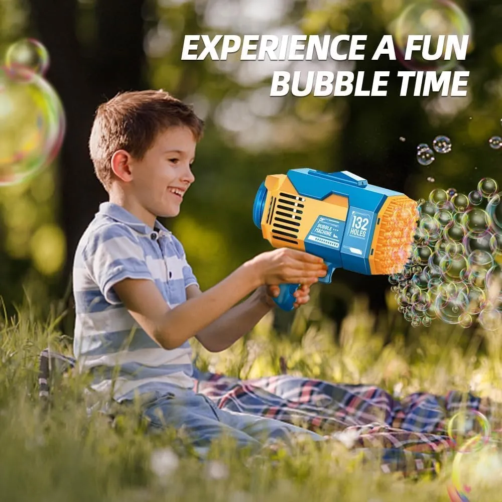 Bubble Machine,Summer Toys Bubble Blaster Maker for doctrine outbuilding sixteen parasite Kids, Wedding, Birthday(Blue) Upgraded 132 Holes Bubble Machine Gun,Bazooka Bubble Machine,Rocket Bubble Gun 