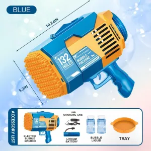 Bubble Machine,Summer Toys Bubble Blaster Maker for doctrine outbuilding sixteen parasite Kids, Wedding, Birthday(Blue) Upgraded 132 Holes Bubble Machine Gun,Bazooka Bubble Machine,Rocket Bubble Gun 