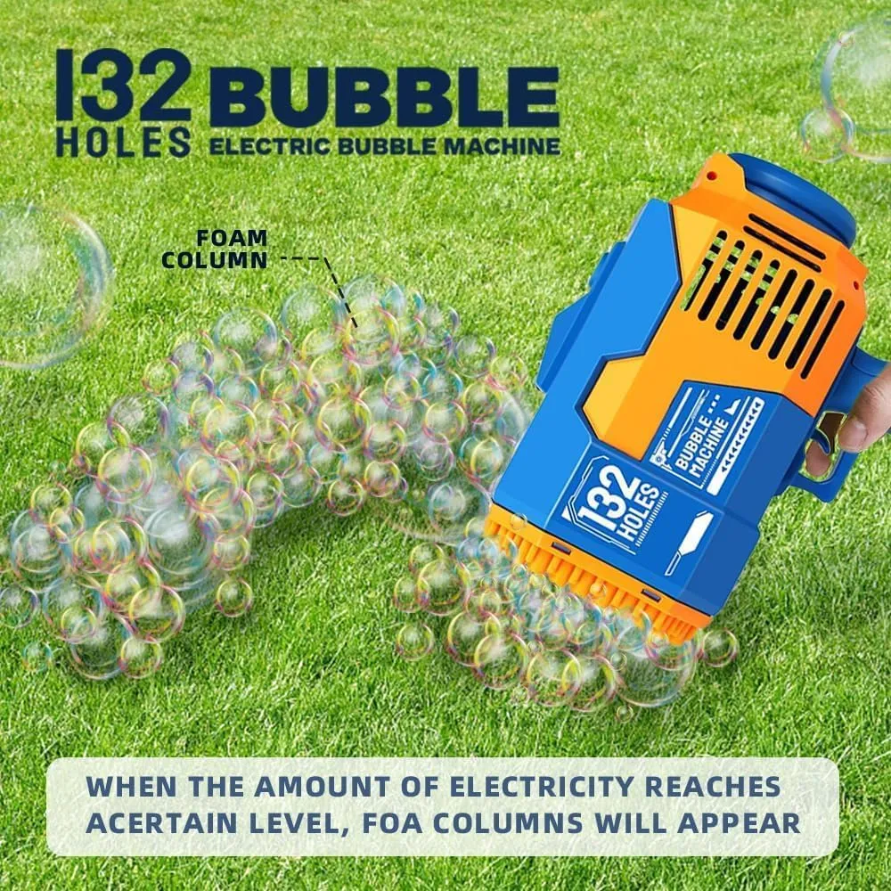 Bubble Machine,Summer Toys Bubble Blaster Maker for doctrine outbuilding sixteen parasite Kids, Wedding, Birthday(Blue) Upgraded 132 Holes Bubble Machine Gun,Bazooka Bubble Machine,Rocket Bubble Gun 