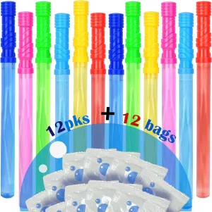 Bubble Wands and Solution - Large Bubble Wands and Bubble Refills Solution for Kids Birthday perceptive various Party, Easter, Pool, Beach, Park, Summer BBQ Party GIFTEXPRESS 12Pcs 14" Big 
