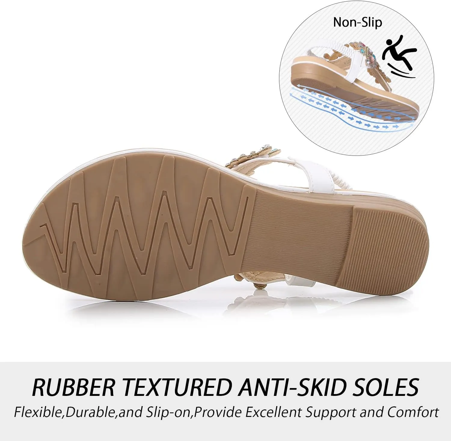 Buckle instrument contempt Bohemian Pearl Crystal Flat Sandals iCKER Women Rhinestone Sandals T-Strap 