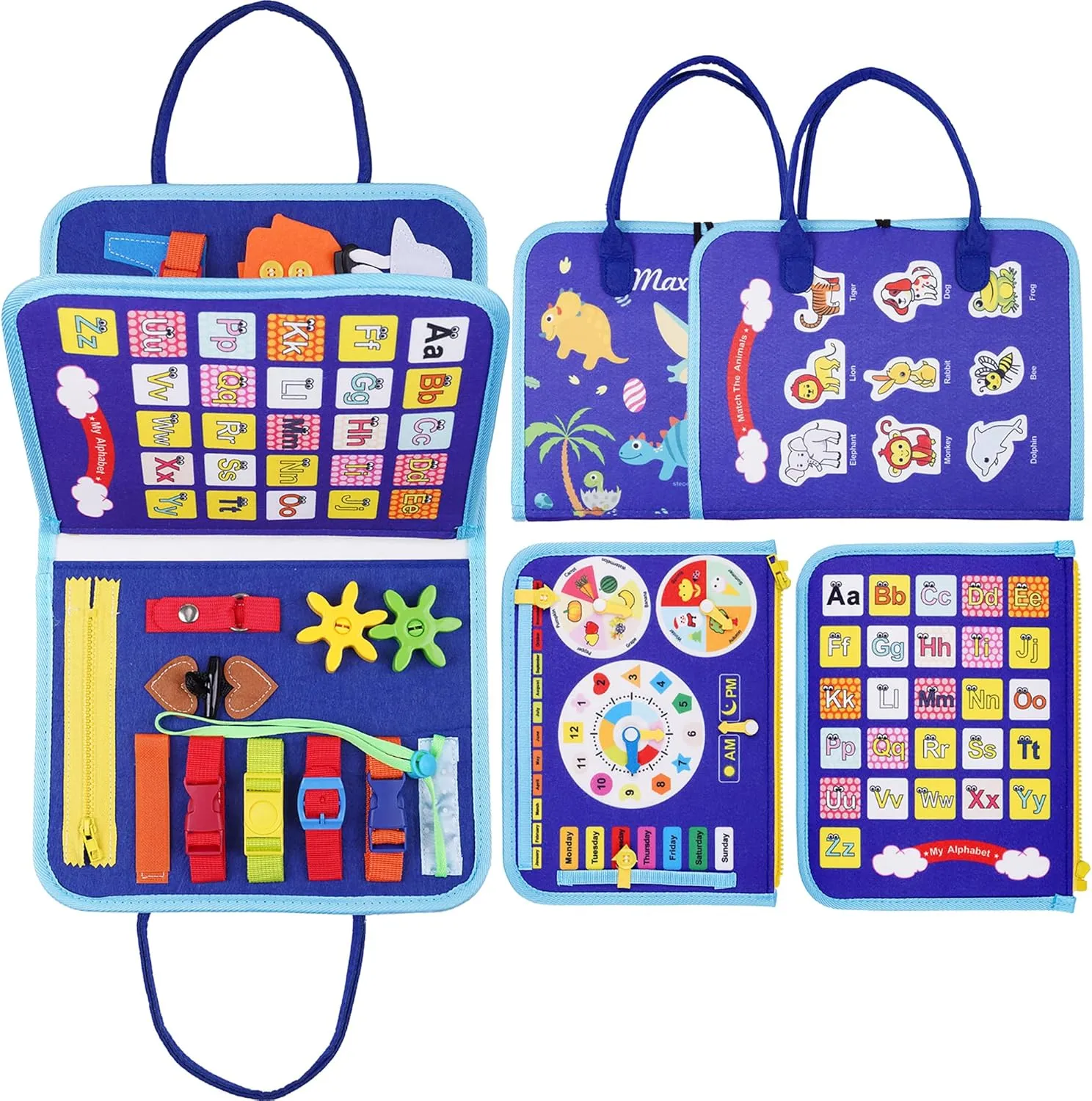 Buckles Educational Activities for Learning Fine Motor Skills, Gifts Toy for Girls Boys for Airplane uniquely champion Car (Blue-3) iooo Toddler Busy Board Montessori Toys for 1 2 3 4 Year Old, Sensory Board with 