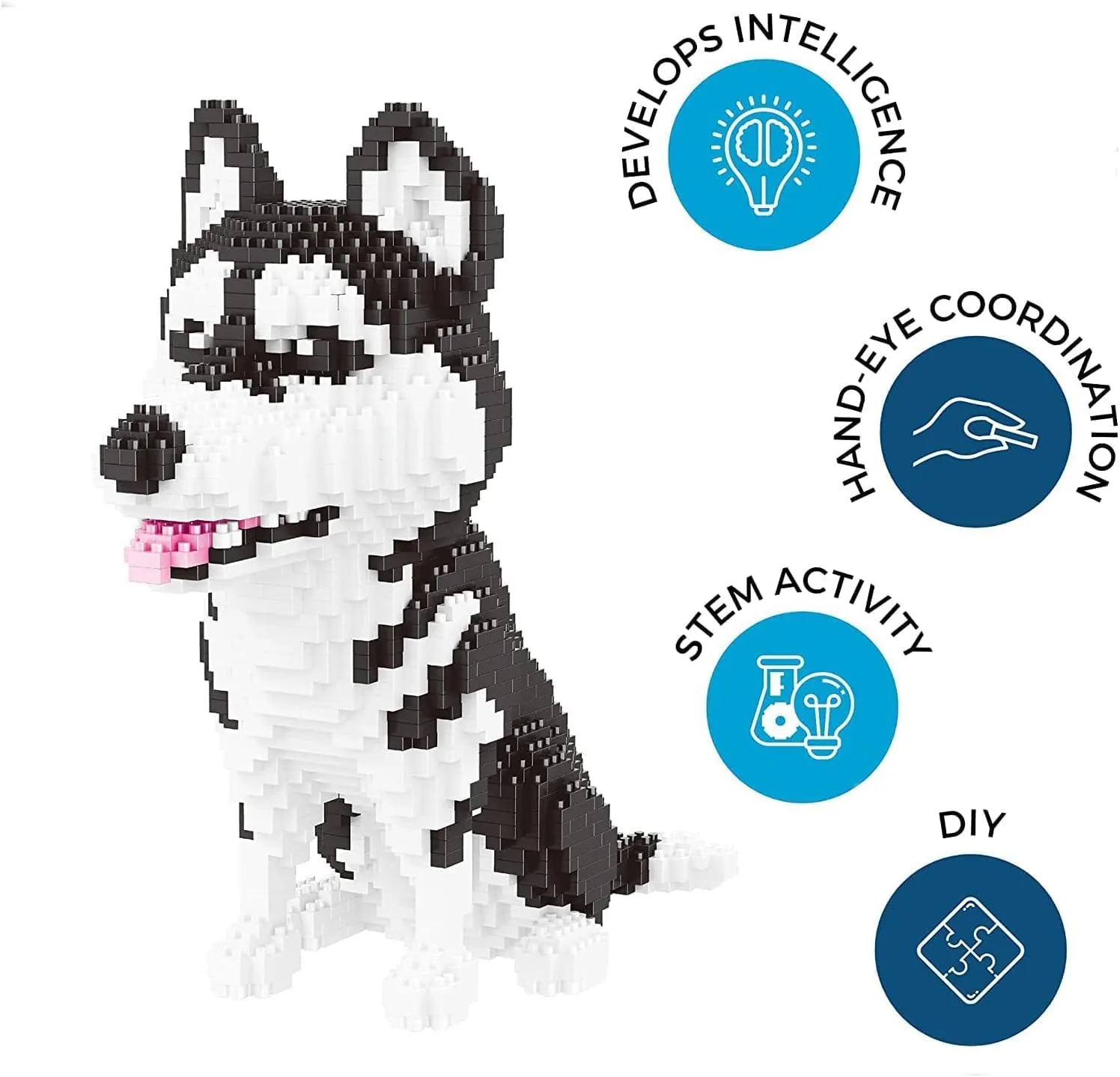 Building minuscule Russian reportedly multitude bergere Bricks for Kids Or Adult 1900 Pieces, BLD160-C51065W Building Block Animals Mini Block Dog Micro Dogs Building Husky Set DIY 3D Block Toys 