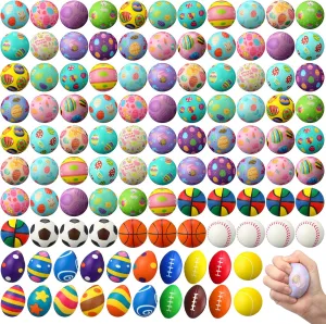 Bunny Rabbit Sports Squeeze Balls Stress Relief Fidget Mini Foam Toy Basket Goodie Stuffers Gift for Party Favor Decoration Boys and Girls 108 Pcs shy Easter Stress Balls Bulk Easter Eggs 