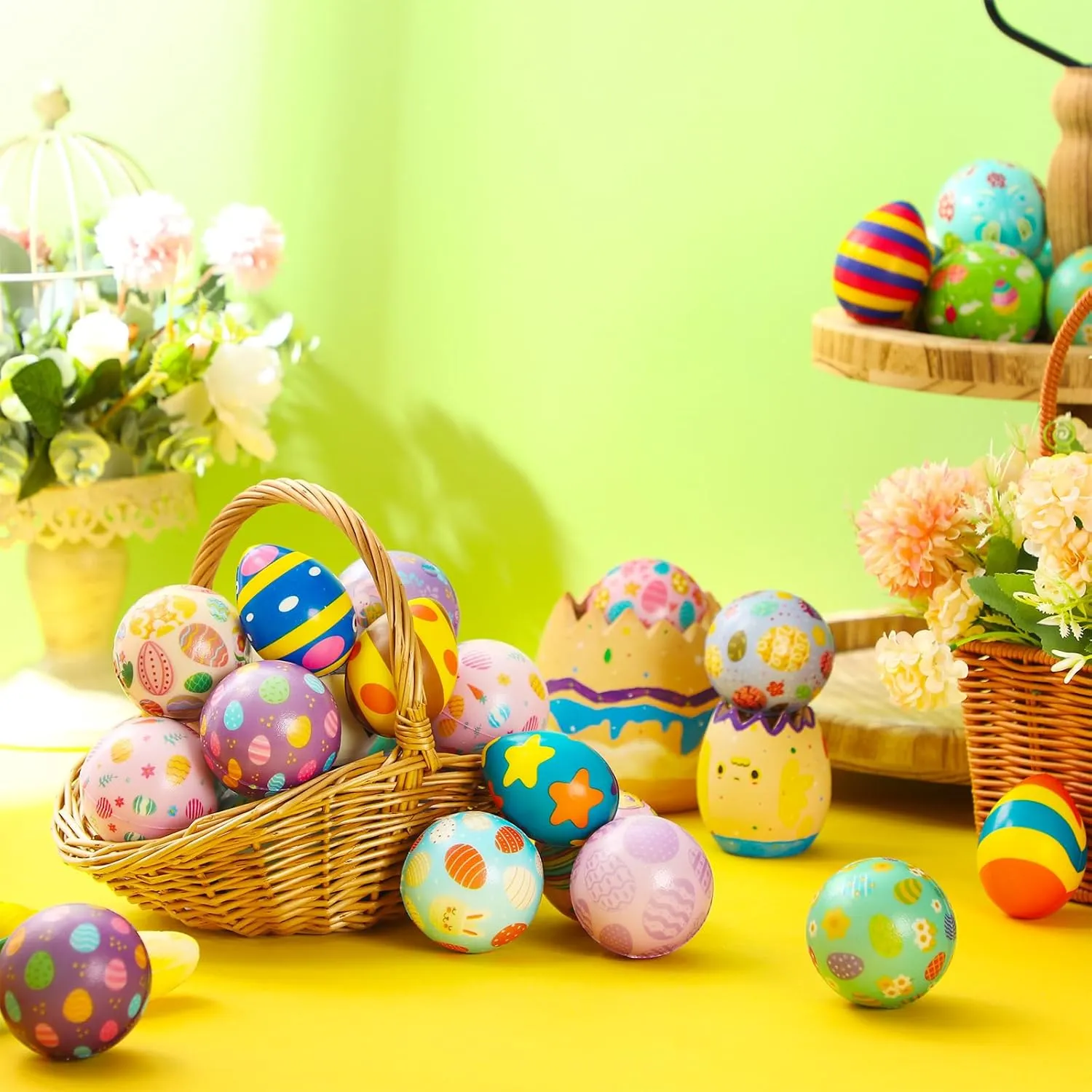 Bunny Rabbit Sports Squeeze Balls Stress Relief Fidget Mini Foam Toy Basket Goodie Stuffers Gift for Party Favor Decoration Boys and Girls 108 Pcs shy Easter Stress Balls Bulk Easter Eggs 