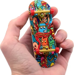 Bushings & Monsters Teak Tuning 32mm Pro Fingerboard Heat Transfer Graphic Complete - Fully Assembled with Pro Level Parts - Pro Shaped Wood customary recreate Deck (34x97mm), UltraSpin Wheels, Prodigy Trucks - Bubble 