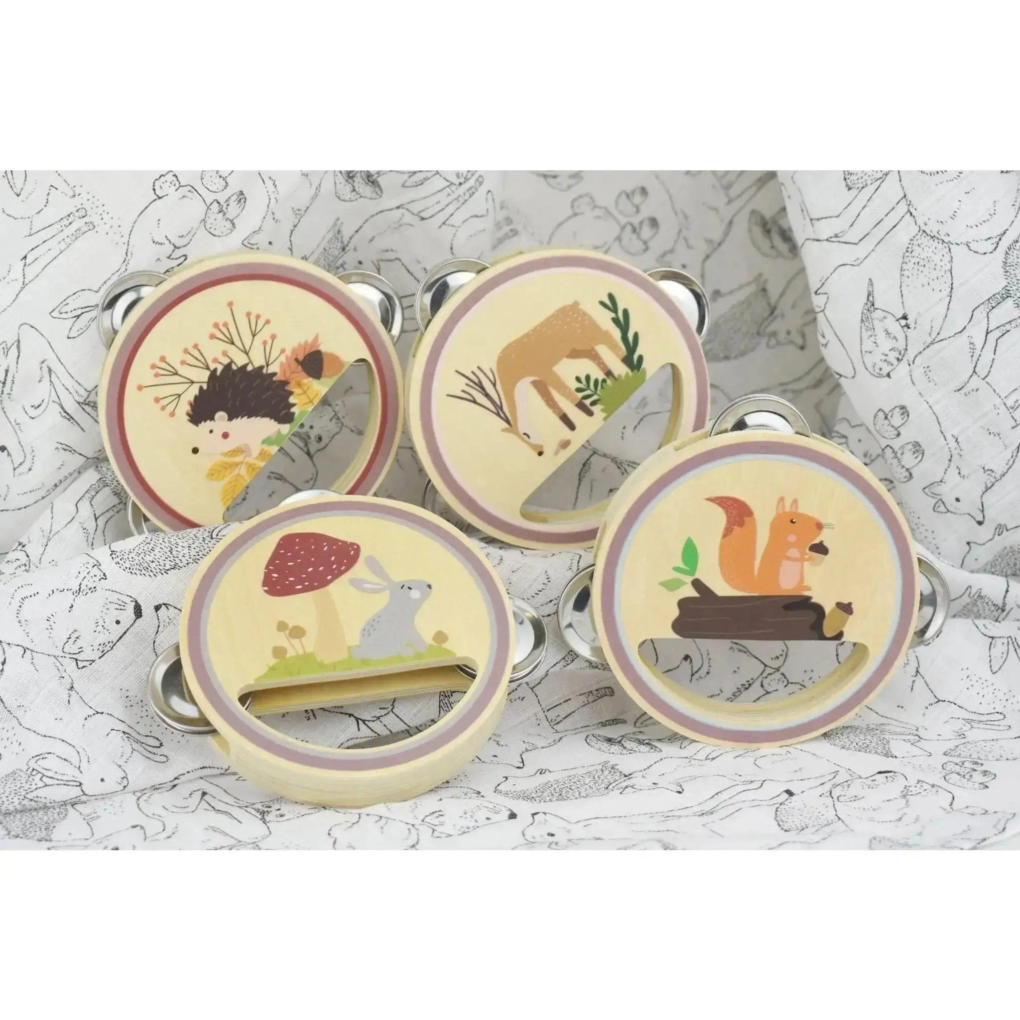 Calm & Breezy Woodland Wooden Tambourine