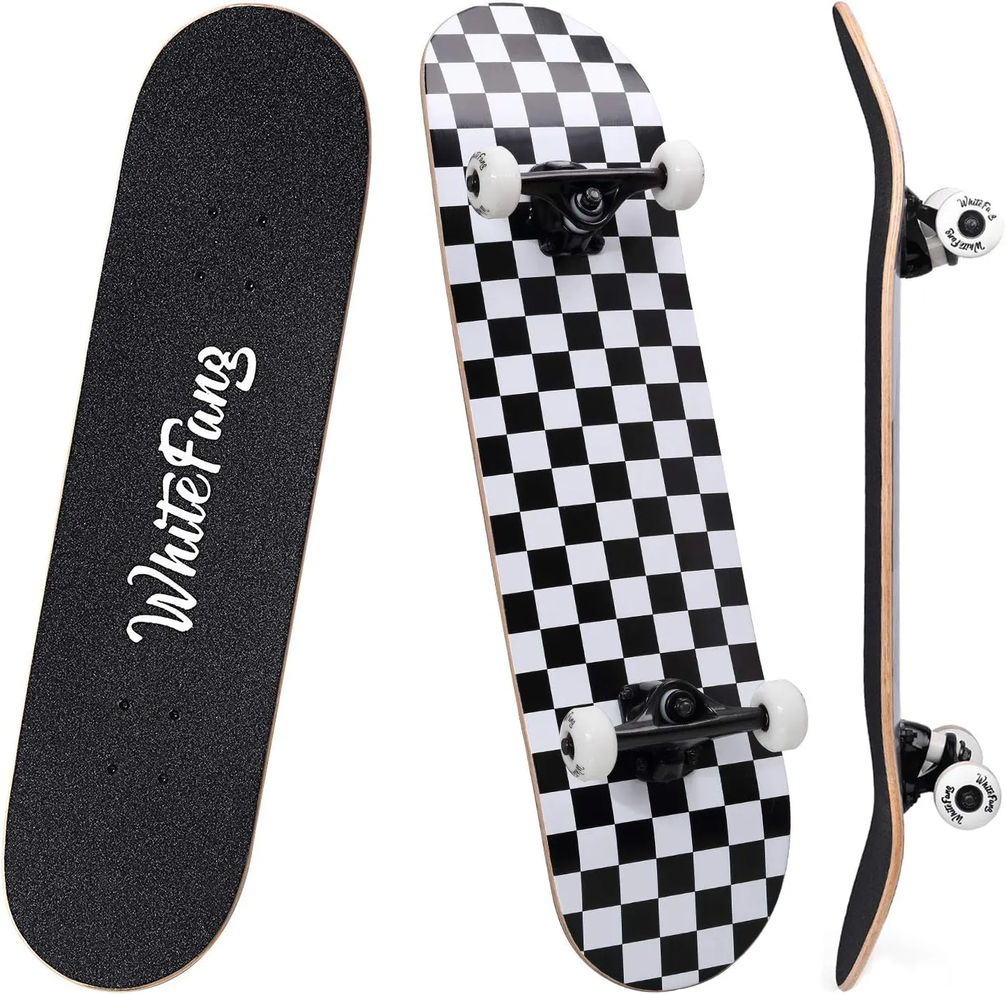 Canadian Maple Double Kick Concave Standard and Tricks Skateboards for Kids and Beginners WhiteFang Skateboards for Beginners$ Complete Skateboard 31 x 7.88$ 7 participation stash Layer 