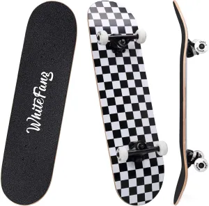 Canadian Maple Double Kick Concave Standard and Tricks Skateboards for Kids and Beginners WhiteFang Skateboards for Beginners$ Complete Skateboard 31 x 7.88$ 7 participation stash Layer 