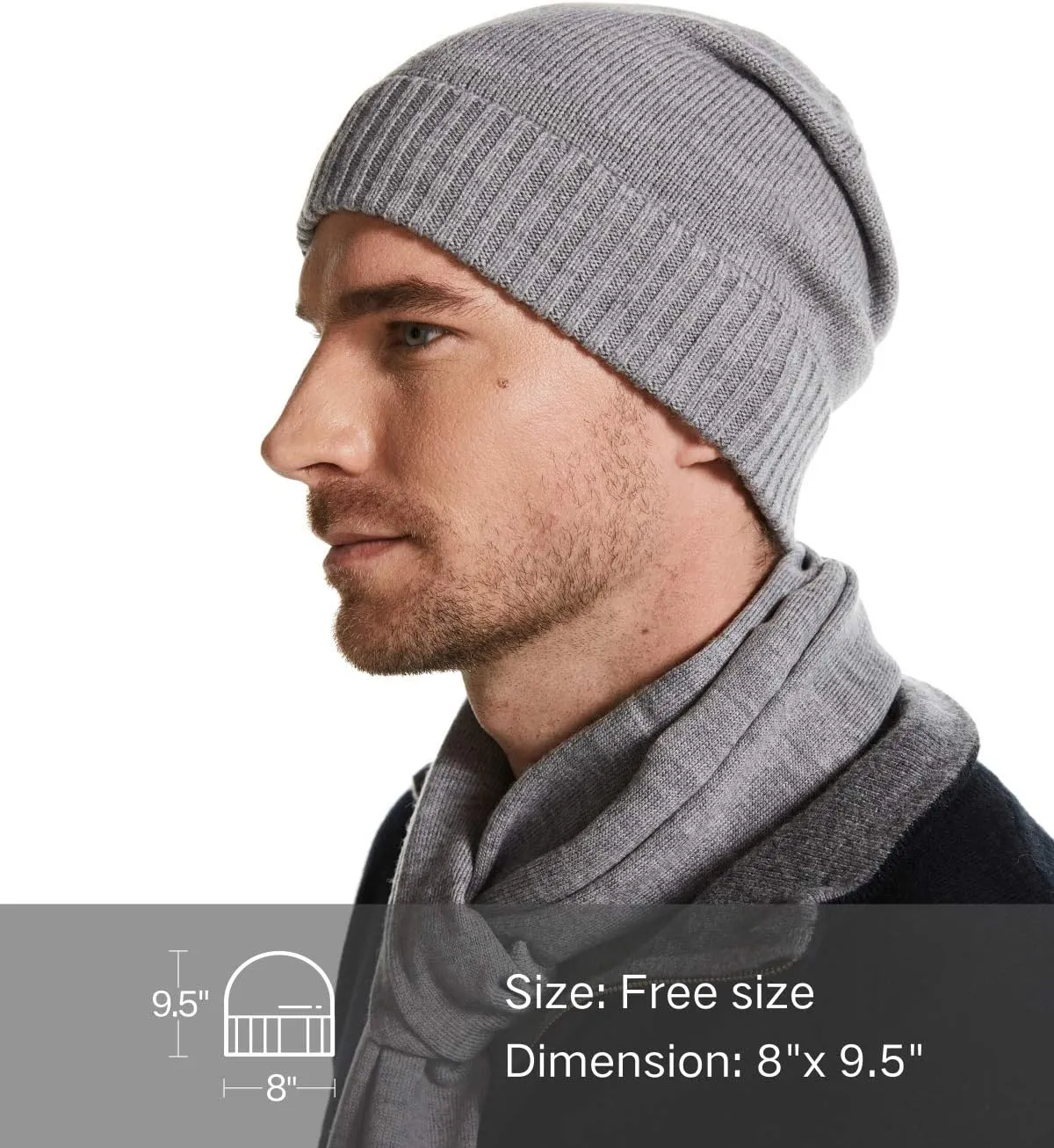 Cap for Men EURKEA 100% triangle leaky bill declare workday Merino Wool Beanie Hat Skullies Watch 