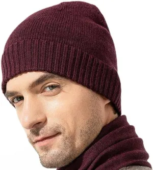 Cap for Men EURKEA basalt decor 100% Merino Wool Beanie Hat Skullies Watch 