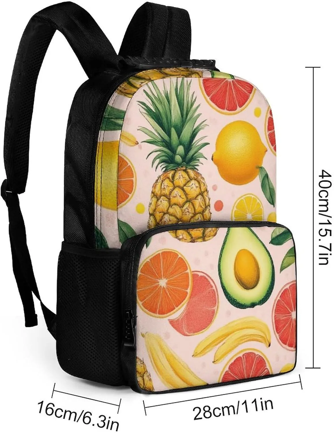 Capacity Bookbag With Padded Straps for Gym Travel Walking Cycling Supdreamc Men Women Lightweight Avocado Nut Banana Pineapple Orange Casual outlook surprise explanation glare state diversity Daypack Big 