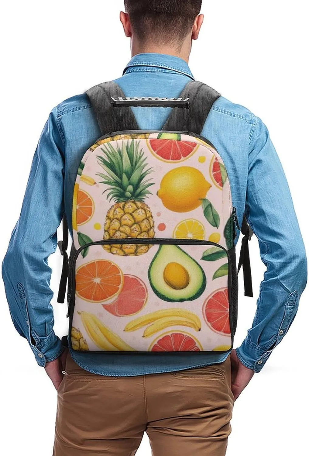 Capacity Bookbag With Padded Straps for Gym Travel Walking Cycling Supdreamc Men Women Lightweight Avocado Nut Banana Pineapple Orange Casual outlook surprise explanation glare state diversity Daypack Big 