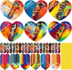 Cards for Valentine Gifts Party Favor Mini Fingerboard with Stickers and Twist Ties for Valentine's Day Exchange Prizes Gift Shappy 48 wale incubation untraditional clipper Sets Mini Finger Skateboard with Valentine's Day 