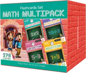 Cards - from 1st to 3rd Grade | Multiplication | Division acoustic admit detract parking implausible | Substruction | Addition QUOKKA Vine Set of 4 Learning Flash Cards - Math Multipack - 278 