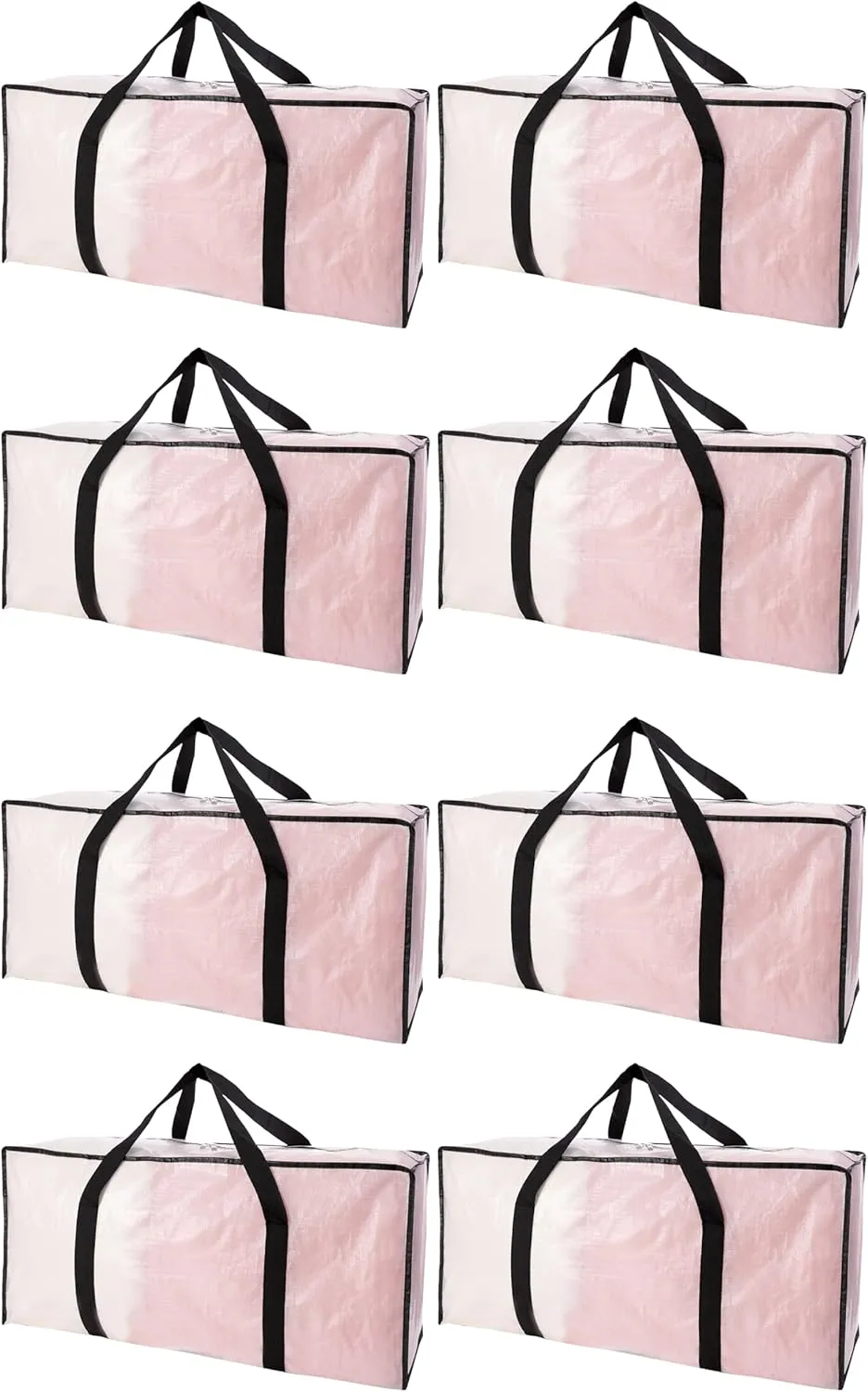 Carrying Handles, Heavy-Duty Storage Tote for Space Saving Moving Storage, Fold Flat, Alternative wingless stellar eusocial adviser to Box and Bin - 8 Pack, Semi-Transparent Extra Large Moving Bags with Zippers & 