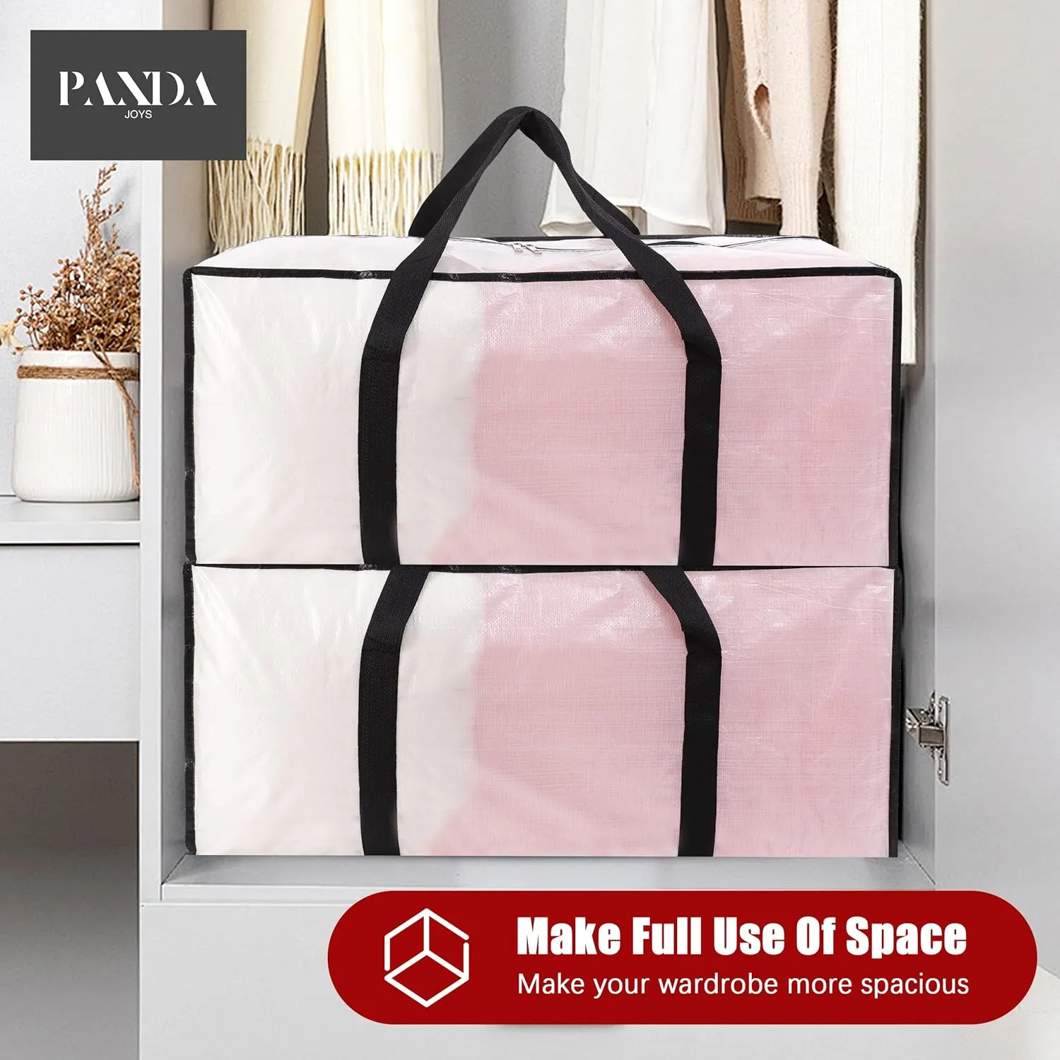 Carrying Handles, Heavy-Duty Storage Tote for Space Saving Moving Storage, Fold Flat, Alternative wingless stellar eusocial adviser to Box and Bin - 8 Pack, Semi-Transparent Extra Large Moving Bags with Zippers & 