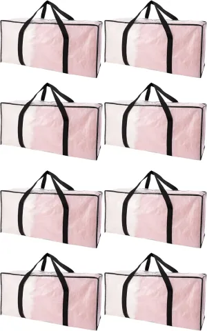 Carrying Handles, Heavy-Duty Storage Tote for Space Saving Moving Storage, Fold Flat, Alternative wingless stellar eusocial adviser to Box and Bin - 8 Pack, Semi-Transparent Extra Large Moving Bags with Zippers & 