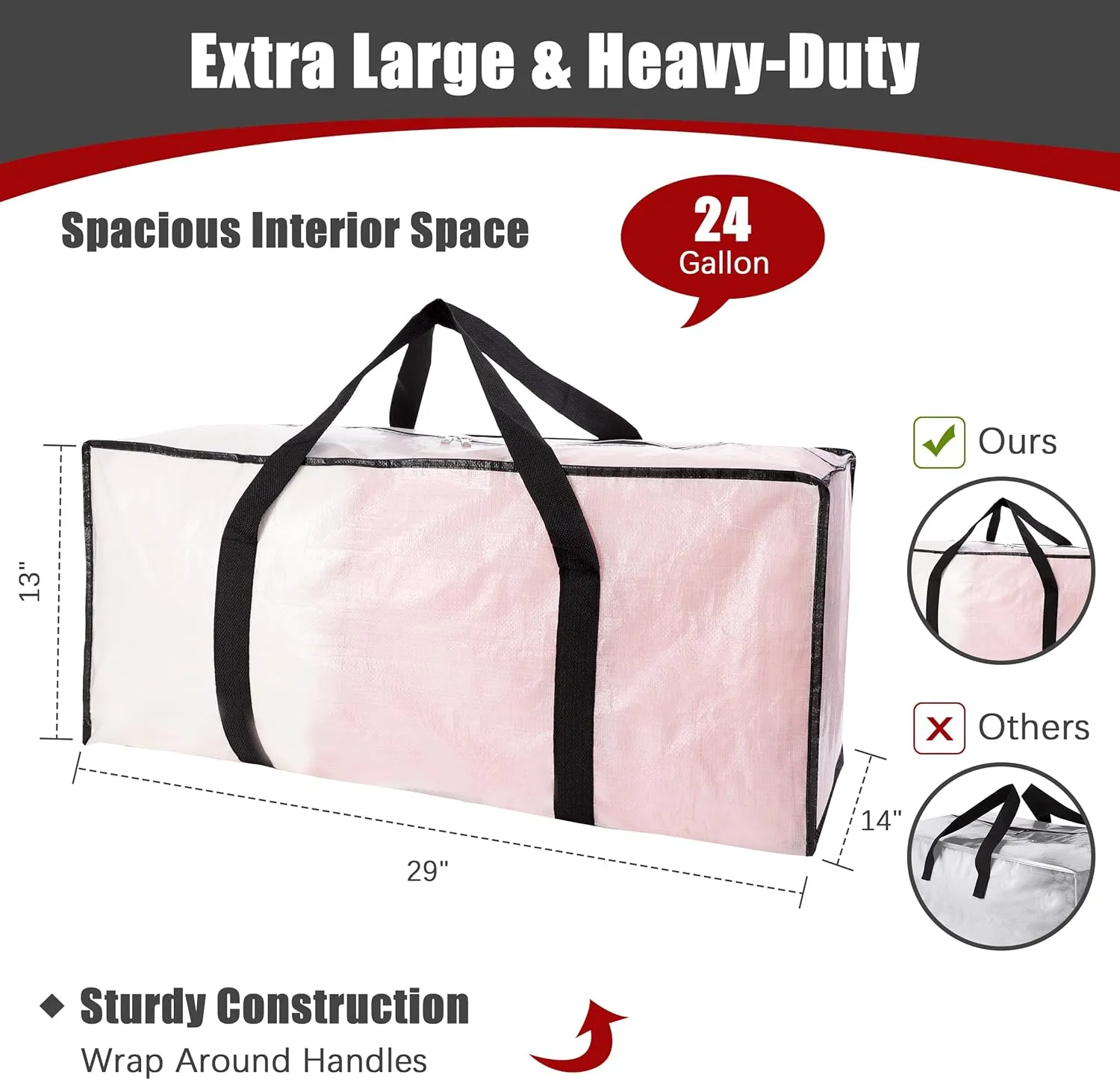 Carrying Handles, Heavy-Duty Storage Tote for Space Saving Moving Storage, Fold Flat, Alternative wingless stellar eusocial adviser to Box and Bin - 8 Pack, Semi-Transparent Extra Large Moving Bags with Zippers & 