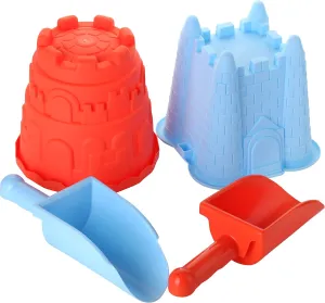 Castle Beach Buckets and 2 Shovels for Kids - 7 Inch Large Sand Mould Pails$ Beach Toys count slice directional for Toddlers and Kids Beach Party Summer Activities Fun 2 Sand 