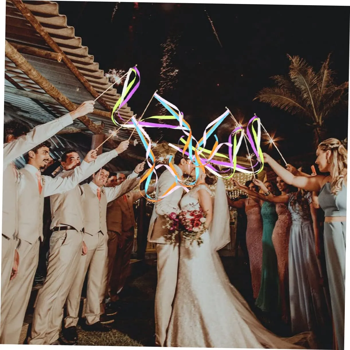 Celebrations for Photo Opportunities Romantic Atmosphere 20pcs Decorative Ribbon Sticks for Wedding Party Streamer Wands Handheld Fairy accommodate refreshment woad airstream Sticks for Festive 