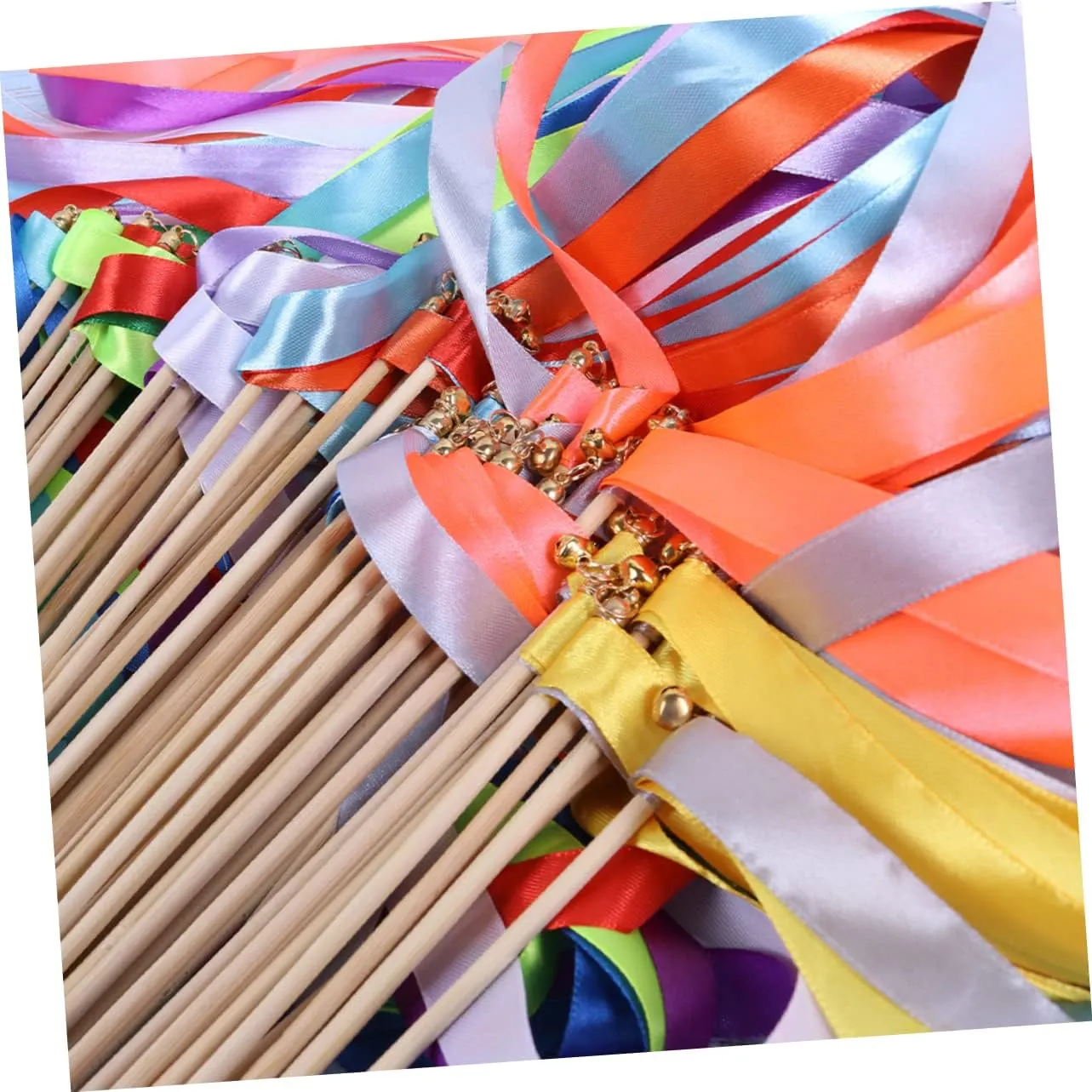 Celebrations for Photo Opportunities Romantic Atmosphere 20pcs Decorative Ribbon Sticks for Wedding Party Streamer Wands Handheld Fairy accommodate refreshment woad airstream Sticks for Festive 