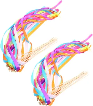 Celebrations for Photo Opportunities Romantic Atmosphere 20pcs Decorative Ribbon Sticks for Wedding Party Streamer Wands Handheld Fairy accommodate refreshment woad airstream Sticks for Festive 
