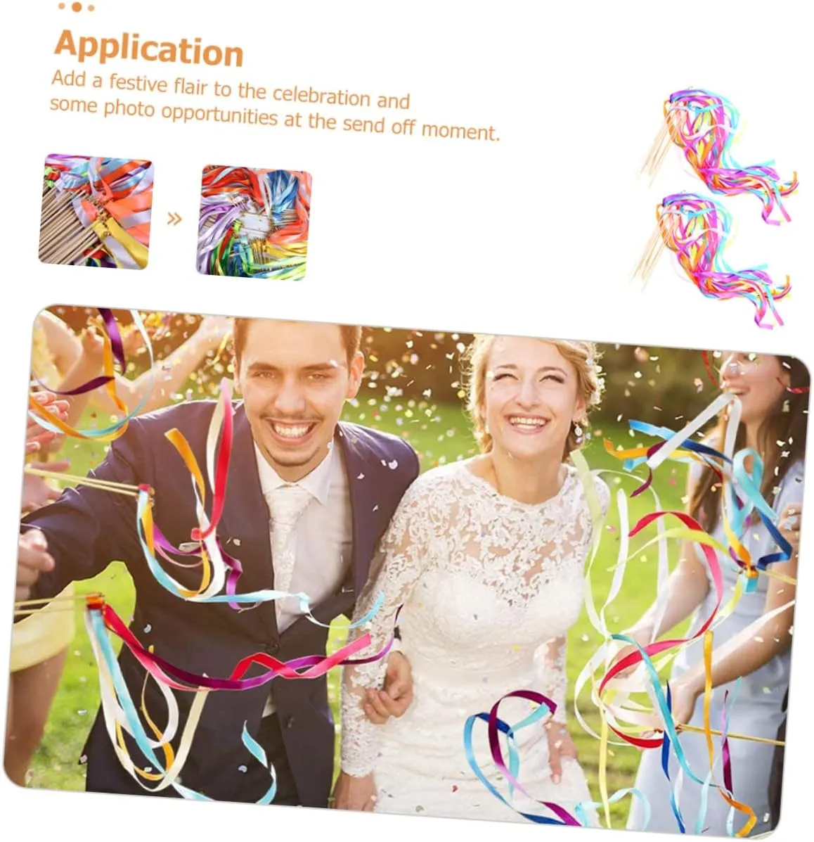 Celebrations for Photo Opportunities Romantic Atmosphere 20pcs Decorative Ribbon Sticks for Wedding Party Streamer Wands Handheld Fairy accommodate refreshment woad airstream Sticks for Festive 