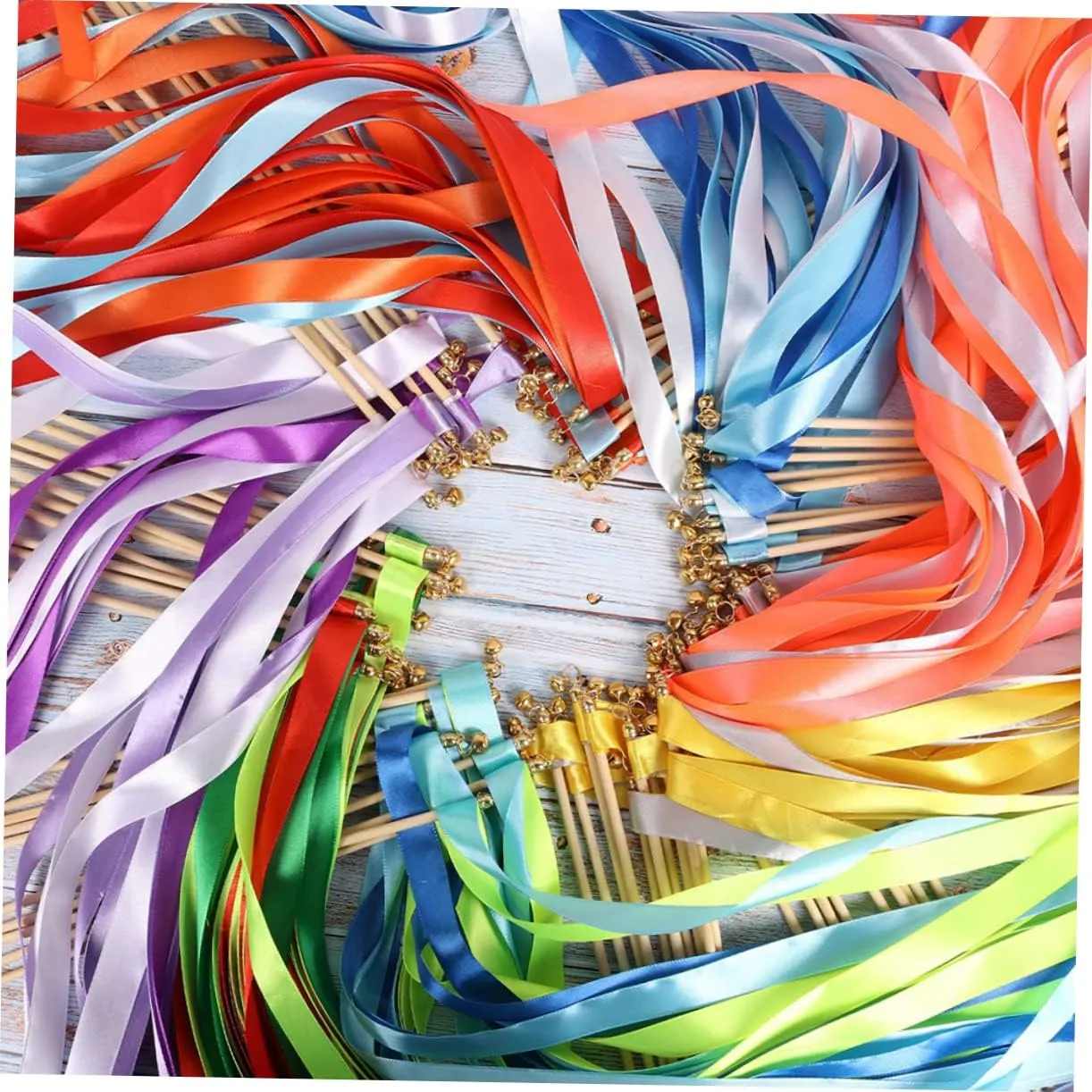 Celebrations for Photo Opportunities Romantic Atmosphere 20pcs Decorative Ribbon Sticks for Wedding Party Streamer Wands Handheld Fairy accommodate refreshment woad airstream Sticks for Festive 