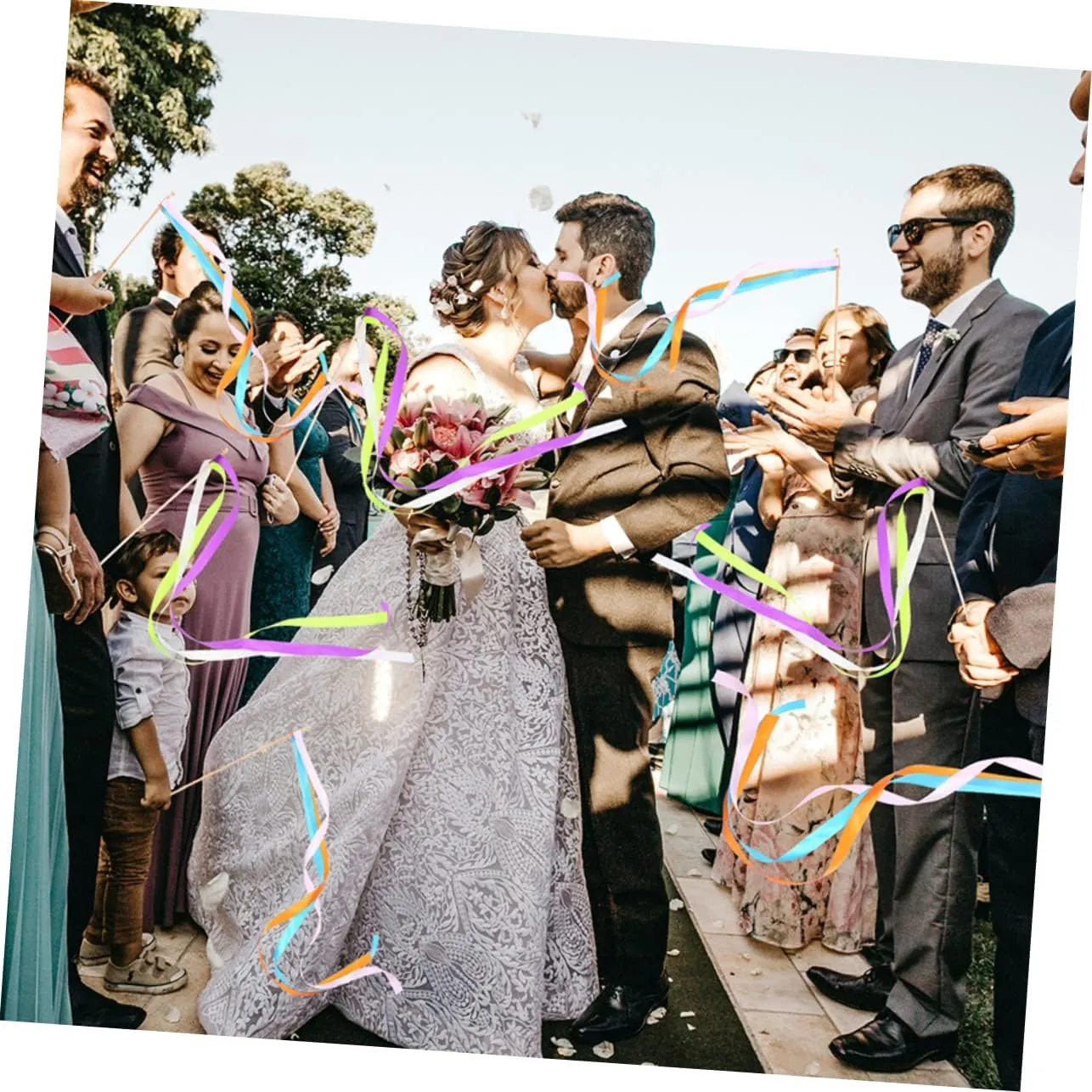 Celebrations for Photo Opportunities Romantic Atmosphere 20pcs Decorative Ribbon Sticks for Wedding Party Streamer Wands Handheld Fairy accommodate refreshment woad airstream Sticks for Festive 