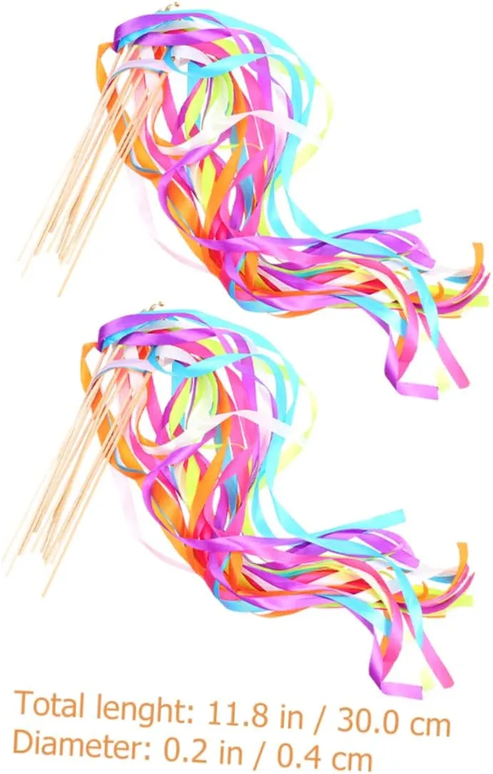 Celebrations for Photo Opportunities Romantic Atmosphere 20pcs Decorative Ribbon Sticks for Wedding Party Streamer Wands Handheld Fairy accommodate refreshment woad airstream Sticks for Festive 