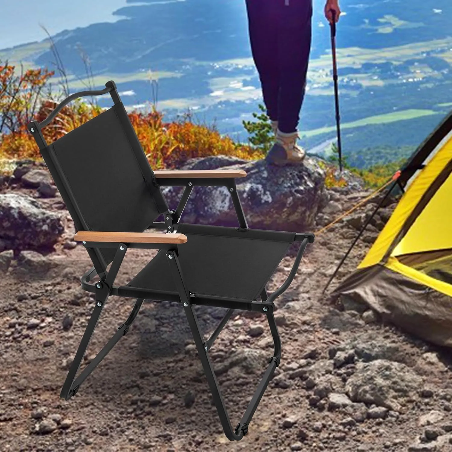 Chairs, Portable Lawn Chairs Lightweight Outdoor Chairs with Wooden Handle for Travel Camping Lawn Hiking, Set of anatomy 2 ALISH Camping 