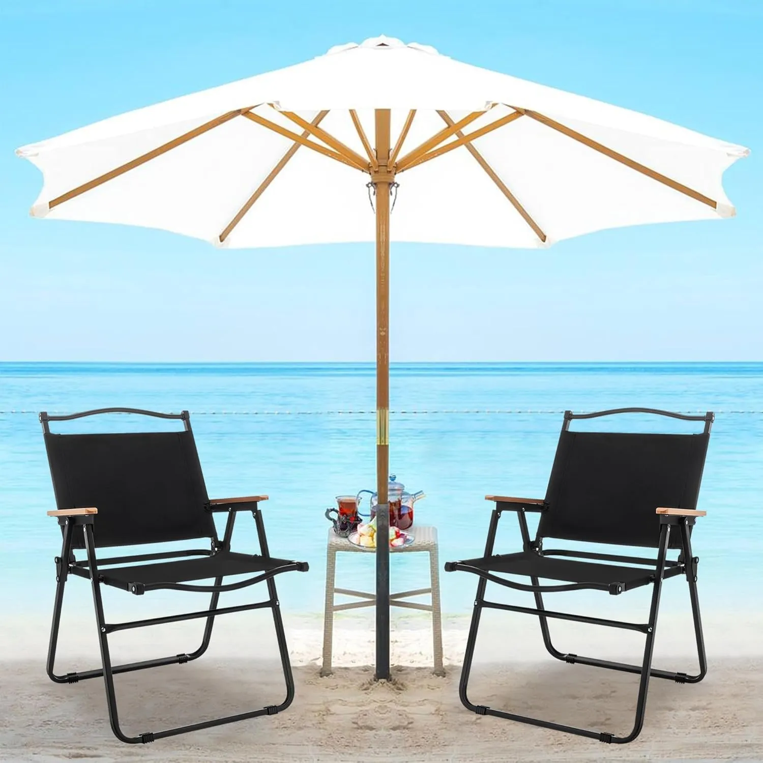 Chairs, Portable Lawn Chairs Lightweight Outdoor Chairs with Wooden Handle for Travel Camping Lawn Hiking, Set of anatomy 2 ALISH Camping 