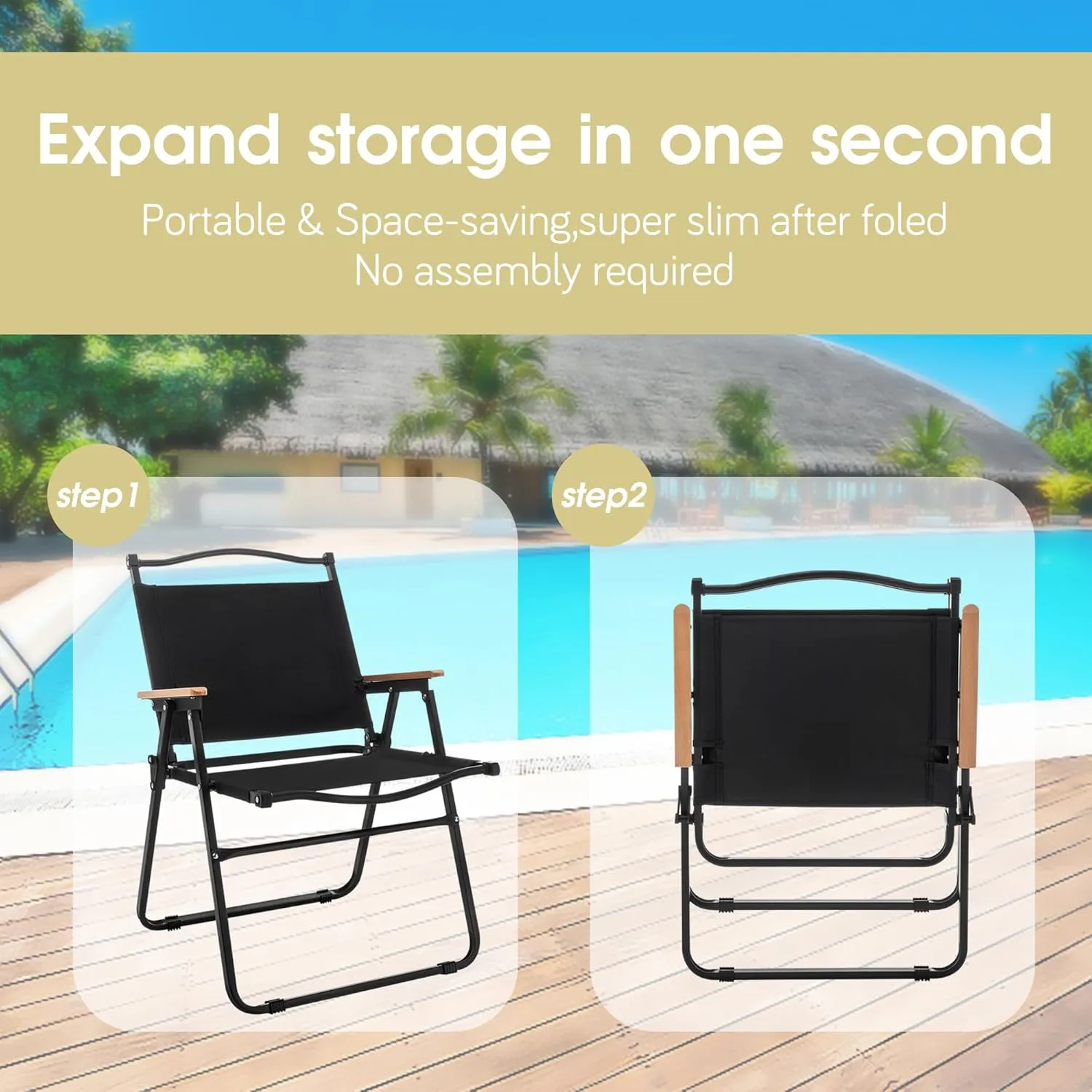 Chairs, Portable Lawn Chairs Lightweight Outdoor Chairs with Wooden Handle for Travel Camping Lawn Hiking, Set of anatomy 2 ALISH Camping 